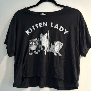 Funny Cat Lady Crop Shirt Tee